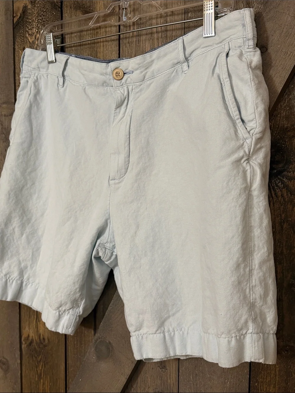 Faherty Linen Cotton Blend Shorts Mens 34 Blue Chino Coastal Beach Casual Summer
